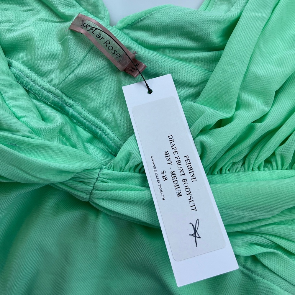 Skylar Rose Perrine Drape Front Bodysuit in Mint N251-25 - Picture 3 of 6